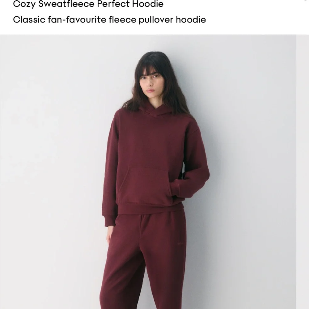 Aritzia Perfect Hoodie Swearfleece L plum maroon - Picture 2 of 6